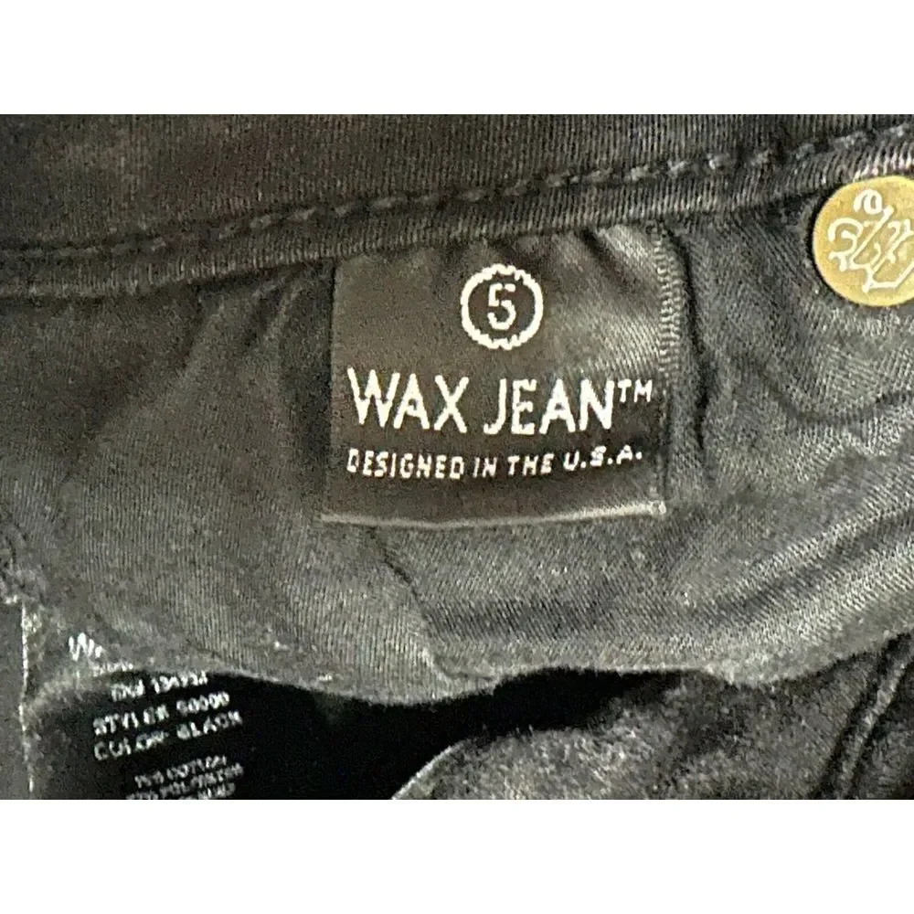 Wax Jean Junior's Black Wash‎ Denim Skinny Jeans Slim Fit Stretch 5-Pocket Zip 5